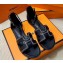 Hermes Santorini sandals in Calfskin Black with "H" cut-out and Stitches details Top Quality 2024