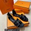 Hermes Santorini sandals in Calfskin Black with "H" cut-out and Stitches details Top Quality 2024