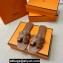 Hermes Oran sandals Brown in Calfskin with "H" cut-out and Stitches details Top Quality 2024