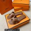 Hermes Oran sandals Brown in Calfskin with "H" cut-out and Stitches details Top Quality 2024