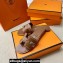 Hermes Oran sandals Brown in Calfskin with "H" cut-out and Stitches details Top Quality 2024