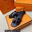 Hermes Oran sandals Black in Calfskin with "H" cut-out and Stitches details Top Quality 2024