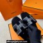 Hermes Oran sandals Black in Calfskin with "H" cut-out and Stitches details Top Quality 2024