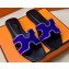 Hermes Oran sandals Blue in suede goatskin with iconic "H" cut-out and rhinestone details Top Quality 2024