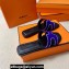 Hermes Oran sandals Blue in suede goatskin with iconic "H" cut-out and rhinestone details Top Quality 2024