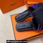 Hermes Oran sandals Blue in suede goatskin with iconic "H" cut-out and rhinestone details Top Quality 2024