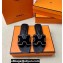 Hermes Oran sandals Black in suede goatskin with iconic "H" cut-out and rhinestone details Top Quality 2024