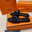 Hermes Oran sandals Black in suede goatskin with iconic "H" cut-out and rhinestone details Top Quality 2024
