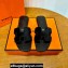 Hermes Oran sandals Black in velvet with iconic "H" cut-out details Top Quality 2024