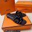 Hermes Oran sandals Black in suede goatskin with iconic "H" cut-out and rhinestone details Top Quality 2024