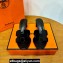 Hermes High heel Oasis sandals Black in velvet with iconic "H" cut-out details Top Quality 2024
