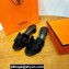 Hermes High heel Oasis sandals Black in velvet with iconic "H" cut-out details Top Quality 2024
