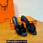 Hermes High heel Oasis sandals Black in velvet with iconic "H" cut-out details Top Quality 2024