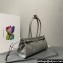 Prada Medium leather handbag with Long Handle 1BA426 Gray 2024