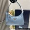Prada Re-Edition 2000 Re-Nylon and Saffiano Mini Hobo Bag 1NE515 Sky Blue/Gold 2024