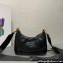 Prada Re-Edition 2005 Leather Shoulder Hobo Bag with nylon shoulder strap 1BH204 black 2024