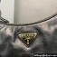 Prada Re-Edition 2005 Leather Shoulder Hobo Bag with nylon shoulder strap 1BH204 black 2024