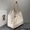 Prada Soft Calfskin Leather Chain Tote Bag 1BA638 White/Gold 2024