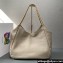Prada Soft Calfskin Leather Chain Tote Bag 1BA638 Beige/Gold 2024