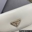 Prada Arqué leather shoulder bag with flap 1BD365 White 2024