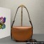 Prada Arqué leather shoulder bag with flap 1BD365 Brown 2024