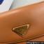 Prada Arqué leather shoulder bag with flap 1BD365 Brown 2024