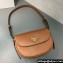 Prada Arqué leather shoulder bag with flap 1BD365 Brown 2024