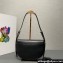 Prada Arqué leather shoulder bag with flap 1BD365 Black 2024