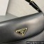 Prada Arqué leather shoulder bag with flap 1BD365 Black 2024