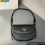 Prada Arqué leather shoulder bag with flap 1BD365 Black 2024
