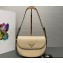Prada Arqué leather shoulder bag with flap 1BD365 Beige 2024
