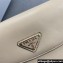 Prada Arqué leather shoulder bag with flap 1BD365 Beige 2024