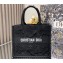 Dior Small Book Tote Bag in Black D-Lace Butterfly Embroidery with 3D Macramé Effect 2024