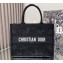 Dior Medium Book Tote Bag in Black D-Lace Butterfly Embroidery 2024