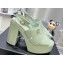 Chanel Patent Crumpled Lambskin Platform Sandals G45016 Light Green 2024