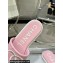 Chanel CC Logo Fabric Flat Mules Pink 2024