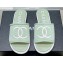 Chanel CC Logo Fabric Flat Mules Green 2024