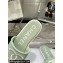 Chanel CC Logo Fabric Flat Mules Green 2024