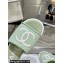 Chanel CC Logo Fabric Flat Mules Green 2024