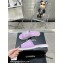Chanel CC Logo Fabric Flat Mules Purple 2024