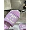 Chanel CC Logo Fabric Flat Mules Purple 2024