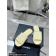 Chanel CC Logo Fabric Flat Mules Yellow 2024