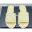 Chanel CC Logo Fabric Flat Mules Yellow 2024