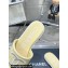 Chanel CC Logo Fabric Flat Mules Yellow 2024