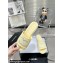Chanel CC Logo Fabric Heel Mules Yellow 2024