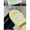 Chanel CC Logo Fabric Heel Mules Yellow 2024