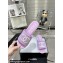 Chanel CC Logo Fabric Heel Mules Purple 2024
