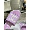 Chanel CC Logo Fabric Heel Mules Purple 2024