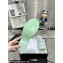 Chanel CC Logo Fabric Heel Mules Green 2024