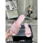 Chanel CC Logo Fabric Heel Mules Pink 2024